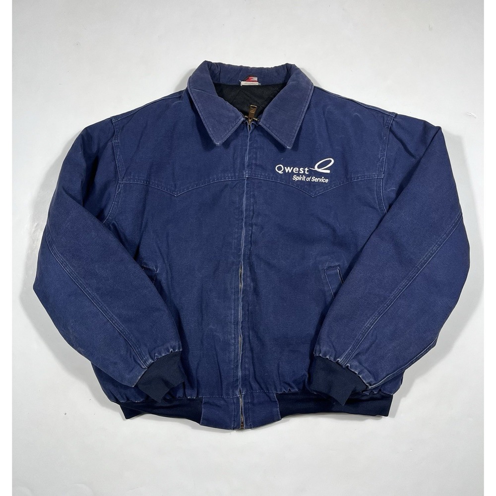 Union Line Canvas Jacket Mens 2XL Blue Vintage Workwear USA Made Qwest